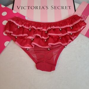 VTG VS Sexy Little Things Satin Mesh Jingle Bell Ruffle Bikini Panty Size M